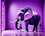 Little Boy With Purple Elephant Wall Art, Animal Wall Decor
