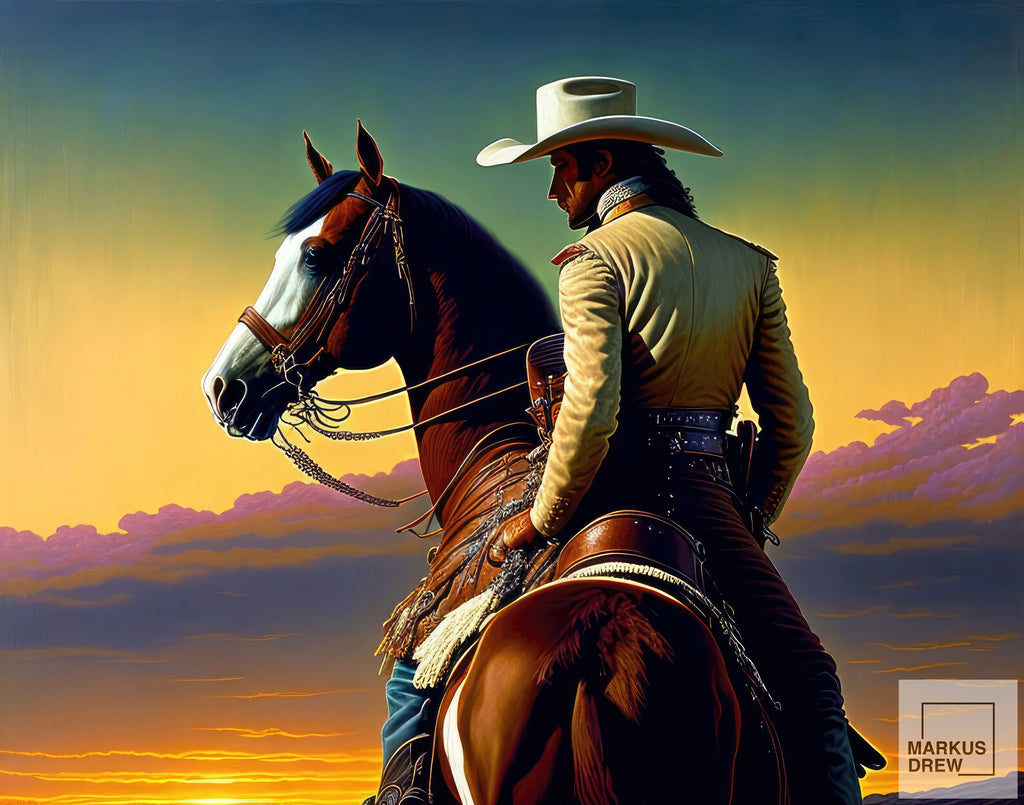 Horseback Riding Cowboy Art, Horse Wall Art, Horse Rider Gift