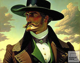 Man with a Big Mustache Art, Ai Generated Cowboy Portrait Pop Wall Art